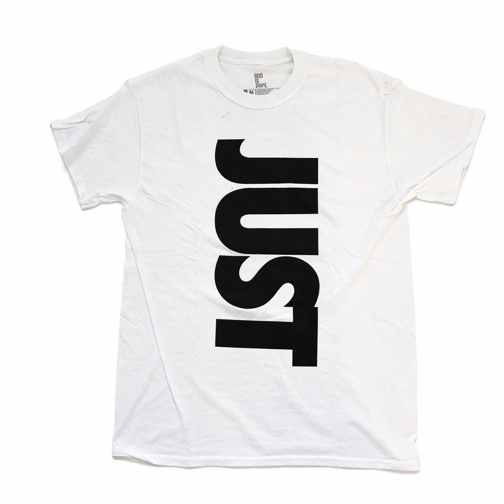 God Is Dope “Just God.” Vertical Logo Tee White Medium